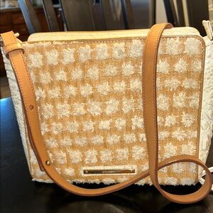 Brahmin Textured Tan and Cream Crossbody Bag